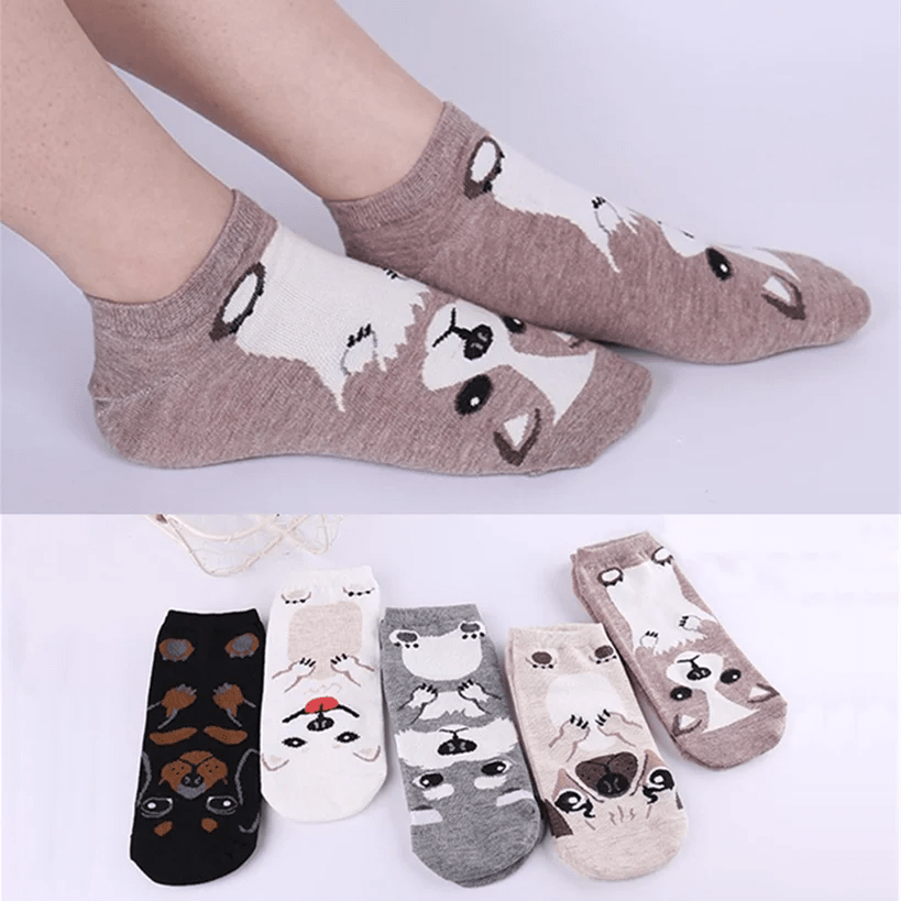 Kawaii Cute Socks Set for Women 5 Pairs Harajuku Lovely Cartoon Animal Printed Cotton Socks Girls Meias Frilly Ladies Female