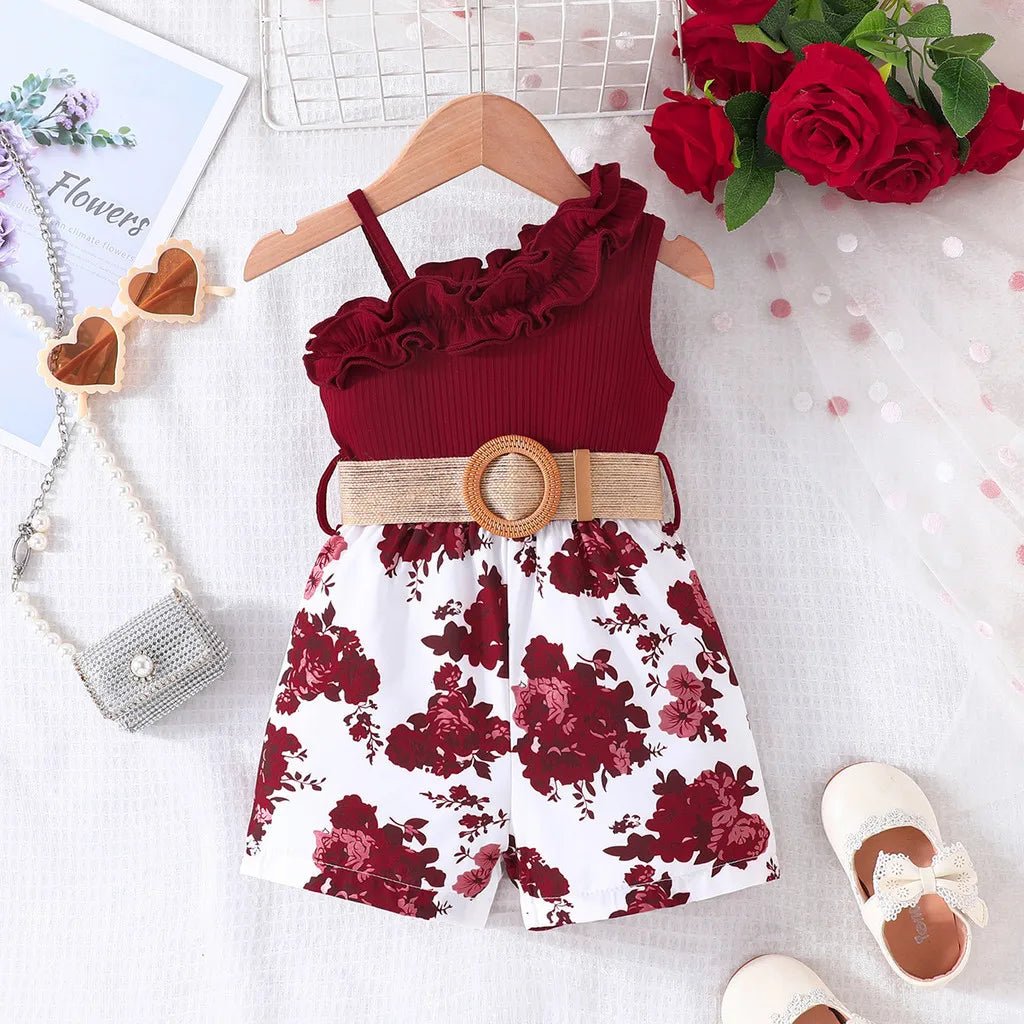 Kids Clothes 9 Months to 4 Years old Floral Off Shoulder Onesies For Baby Girl Sleeveless Romper Toddler Jumpsuit - Baby Store