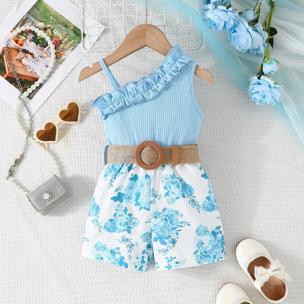Kids Clothes 9 Months to 4 Years old Floral Off Shoulder Onesies For Baby Girl Sleeveless Romper Toddler Jumpsuit
