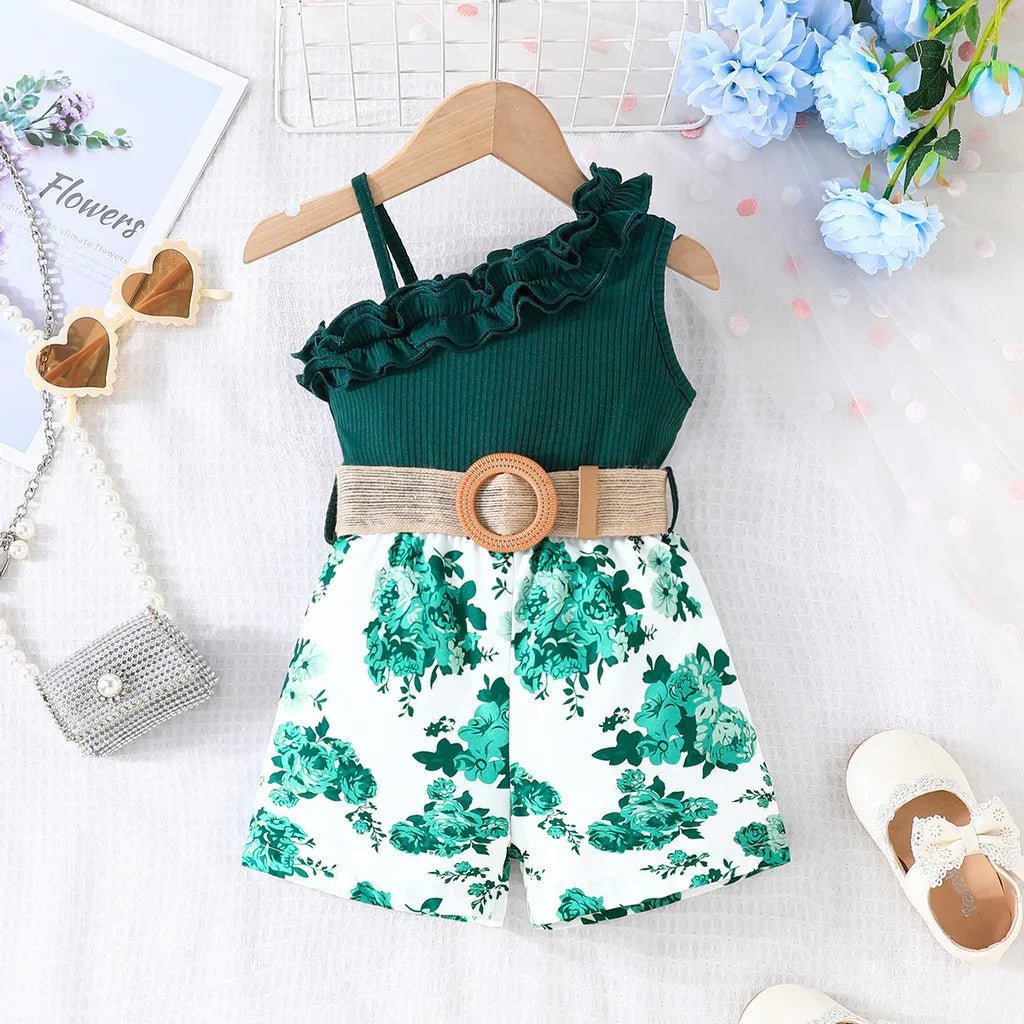 Kids Clothes 9 Months to 4 Years old Floral Off Shoulder Onesies For Baby Girl Sleeveless Romper Toddler Jumpsuit