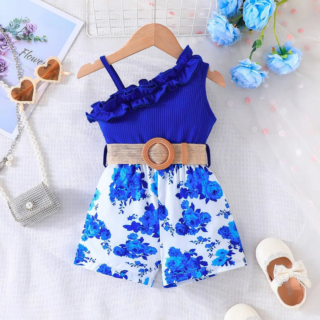 Kids Clothes 9 Months to 4 Years old Floral Off Shoulder Onesies For Baby Girl Sleeveless Romper Toddler Jumpsuit