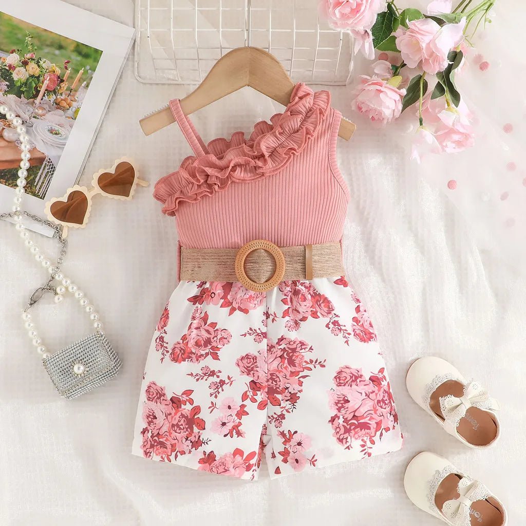 Kids Clothes 9 Months to 4 Years old Floral Off Shoulder Onesies For Baby Girl Sleeveless Romper Toddler Jumpsuit - Baby Store