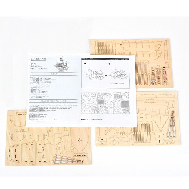 Laser Cutting DIY Sailing Ship Train Airplane Toys 3D Wooden Puzzle Toy Assembly Model Kits Desk Decoration for Children Kids - Baby Store