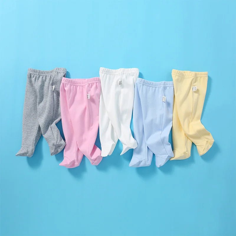 Lawadka 0 - 12M Cotton Newborn Baby Boy Girl Pants Solid Wrap Foot Long Trousers Casual Baby Leggings For Girls Boys Spring Autumn - Baby Store