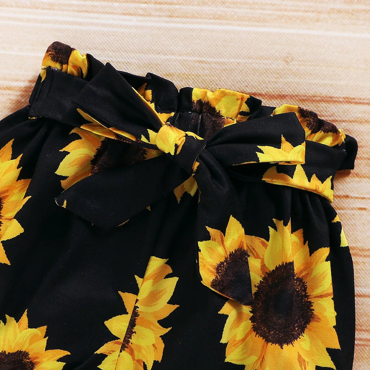Lioraitiin 0 - 24M Newborn Infant Baby Girl Clothing Set Short Sleeve Yellow Solid Romper Top Sumflower Printed Shorts 3Pcs Outfit - Baby Store
