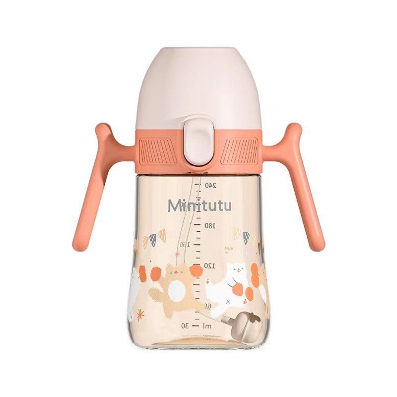 Minitutu Flip Wide Mouth PPSU Milk Bottle Cup Three-Purpose Sippy Cup Drop-Resistant High Temperature Resistant Belt Child Lock Drinking Cup