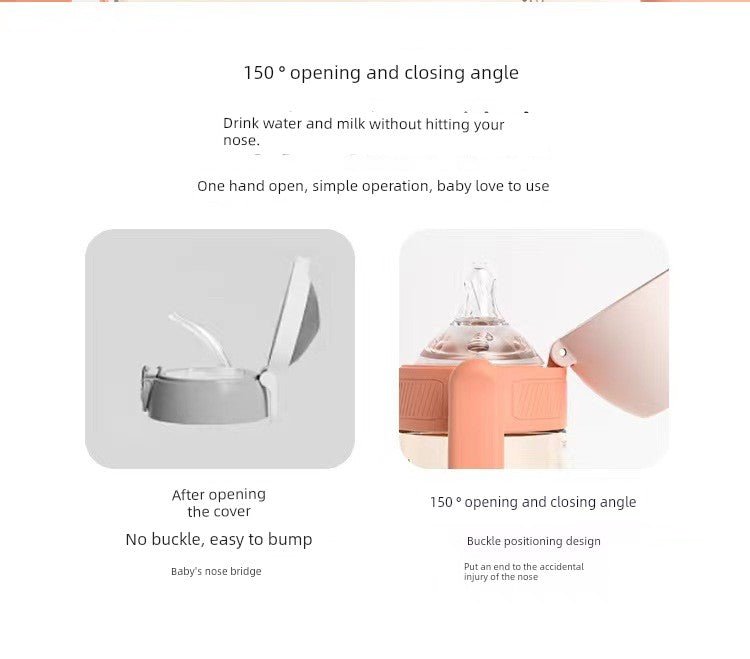 Minitutu Flip Wide Mouth PPSU Milk Bottle Cup Three-Purpose Sippy Cup Drop-Resistant High Temperature Resistant Belt Child Lock Drinking Cup