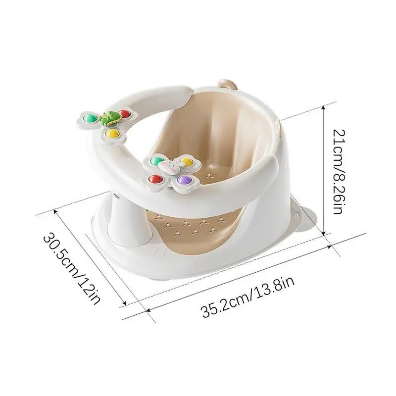 Non - Slip Bath Seat Baby Sit Up Toddler Bathing Chair with Spin Toys for 1 - 3 Years Old Play and Relaxation Indoor Bathroom Pool - Baby Store