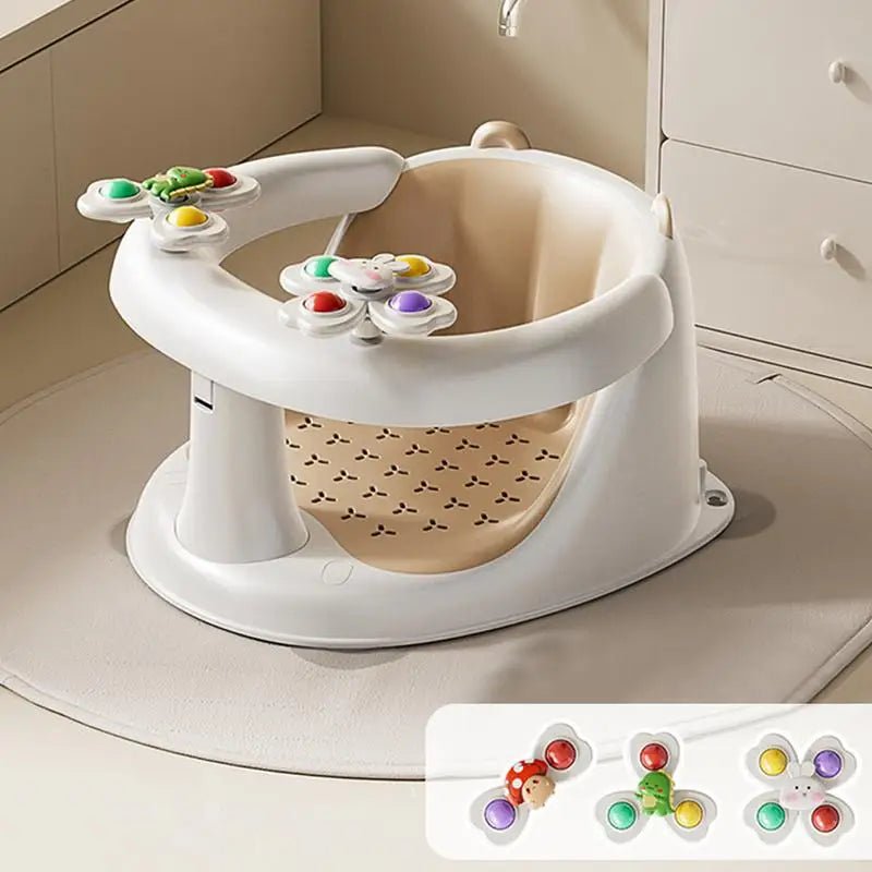 Non - Slip Bath Seat Baby Sit Up Toddler Bathing Chair with Spin Toys for 1 - 3 Years Old Play and Relaxation Indoor Bathroom Pool - Baby Store