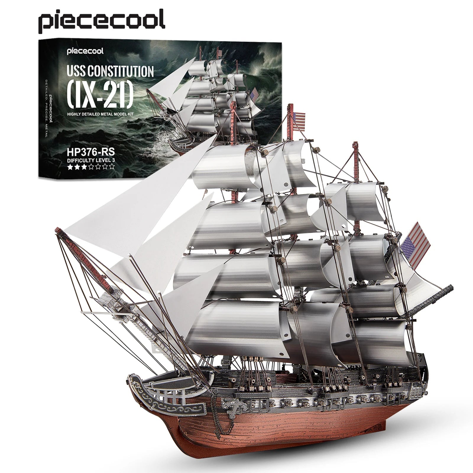 Piececool 3D Metal Puzzles Sailing Frigate Boat Model Building Kits Assembly DIY Kit for Adult Brain Teaser - Baby Store