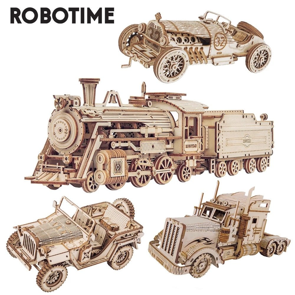 Robotime ROKR Train Model 3D Wooden Puzzle Toy Assembly Locomotive Model Building Kits for Children Kids Birthday Christmas Gift - Baby Store