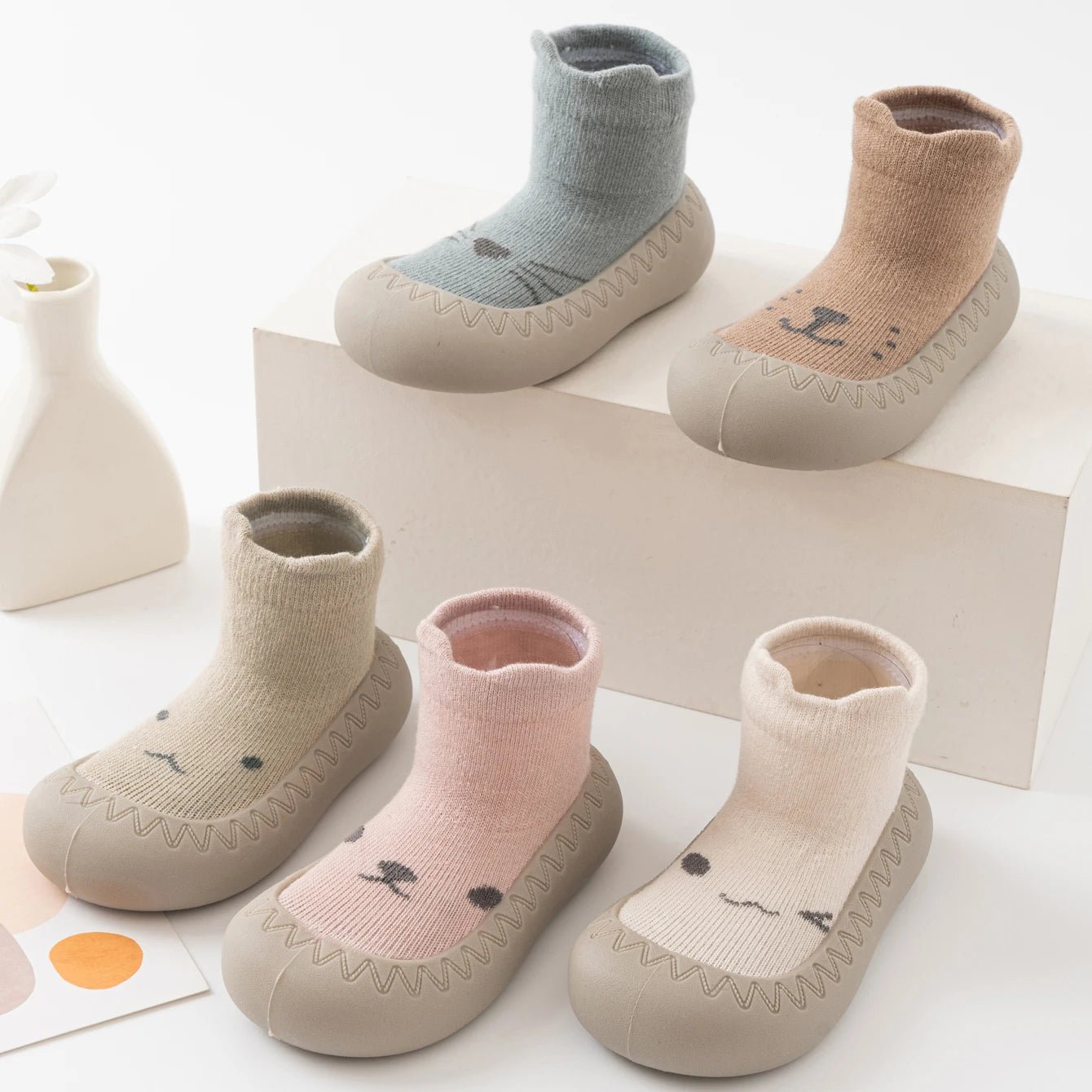 Spring Autumn Toddler Baby Socks Shoes 6M - 3Y Kids' Anti - Slip Cartoon Floor Shoes Rubber Sole Pre Walkers Lightweight Sneakers - Baby Store