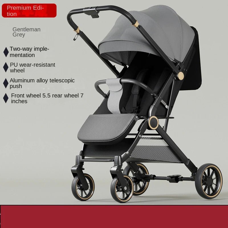 Two - way Baby Stroller can Sit or Lie Down Newborn Baby Stroller Simple Folding Ultra - lightweight Shock - absorbing Wheels - Baby Store
