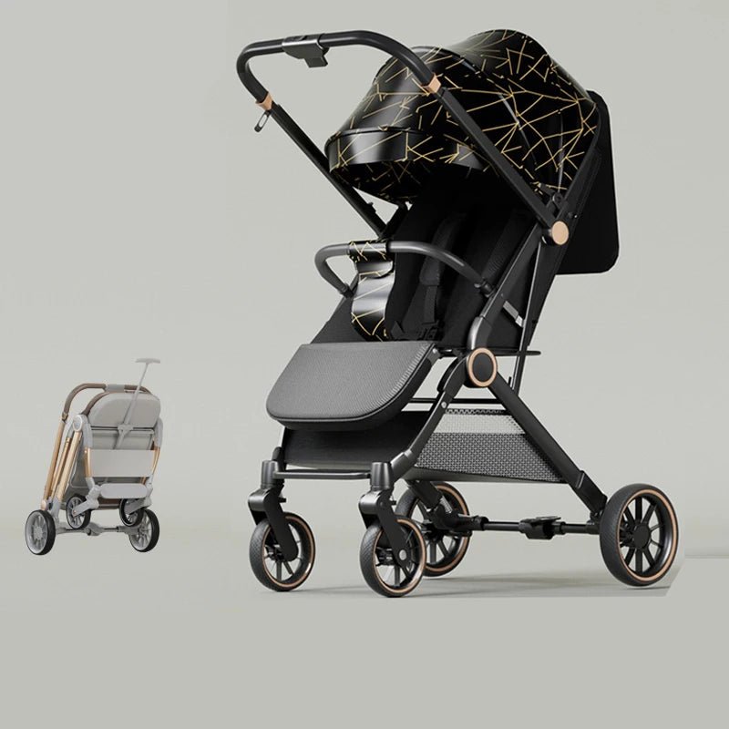 Two - way Baby Stroller can Sit or Lie Down Newborn Baby Stroller Simple Folding Ultra - lightweight Shock - absorbing Wheels - Baby Store