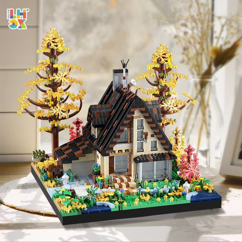 wooden house assembly building blocks, children's puzzle toys, boutique ornaments, Christmas gifts
