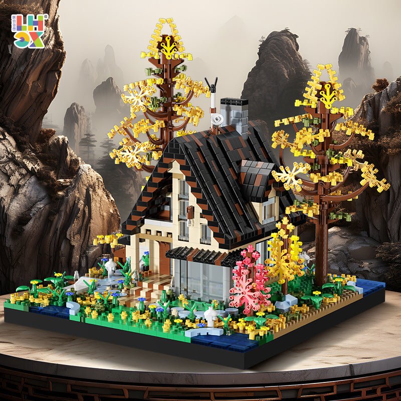 wooden house assembly building blocks, children's puzzle toys, boutique ornaments, Christmas gifts
